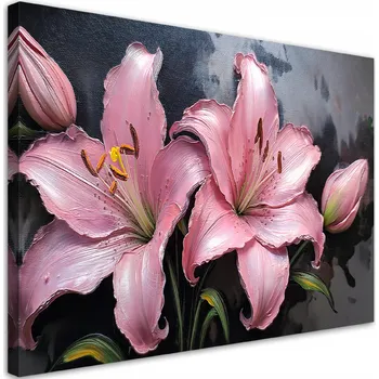 Obraz Obraz na plátně, Lilie Růžové Květiny Rostliny Pastely 90x60