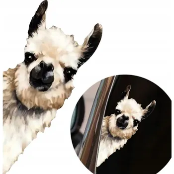 Samolepicí dekorace na vozidlo Barevná NÁLEPKA Grafika na auto LAMA - Vtipná samolepka na auto 15x8 cm