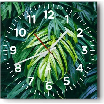 Hodiny Nástěnné hodiny do obýváku 40x40 Botanika Tiché Skleněné hodiny Bez Hlučnosti