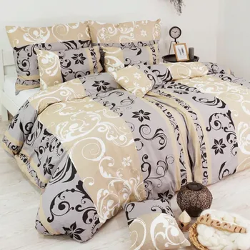 Povlečení krepové Lilien šedo-béžové EMI: Standardní set jednolůžko obsahuje 1x 200x140 + 1x 90x70