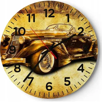 Hodiny Kuchyňské nástěnné hodiny 30x30 Motorismus Moderní skleněné hodiny Tiché