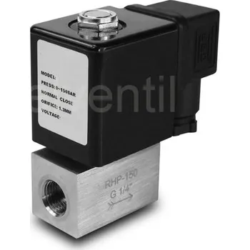 HP solenoidový ( elektromagnetický ) ventil G1/4 150bar, cívka 24V DC