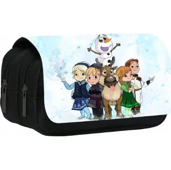 Penál DVOUKOMOROVÝ PROSTORNÝ ŠKOLNÍ PENÁL SÁČEK S KLOPOU FROZEN LEDOVÉ KRÁLOVSTVÍ