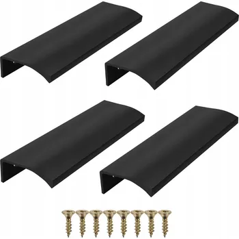 Nábytkové kování 4x Nábytková úchytka hranová 128/160mm, černá matná, pro kuchyňské skříňky