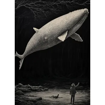 Plakát Plakát Bílý Velryba bez rámu 39,5 x 55 cm