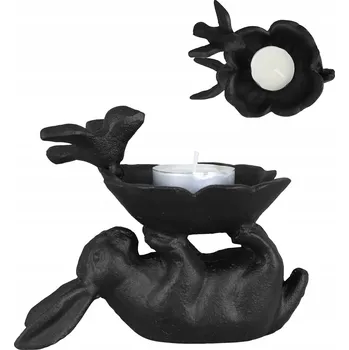 Svícen VELIKONOČNÍ FIGURKA ZAJÍCE svícen na čajovou svíčku černá dekorace ozdoba
