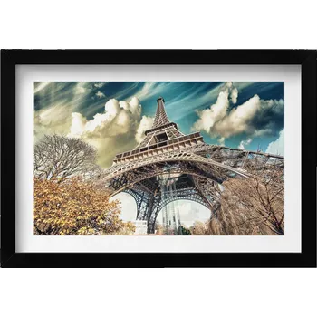 Obraz Obraz s rámem a grafikou na zeď Nádherný výhled na Eiffelovu věž 30x20 cm