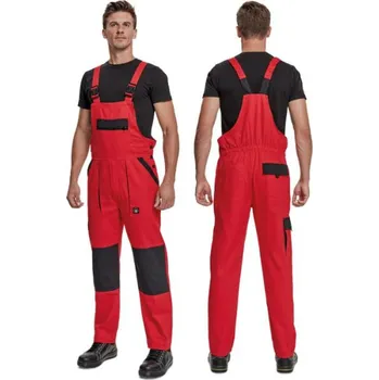 montérky Cerva Kalhoty pracovní s laclem MAX NEO červená 44