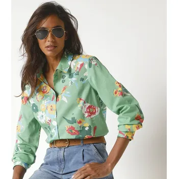 Dámská košile Košile s potiskem květů zelená/vícebarevná 44