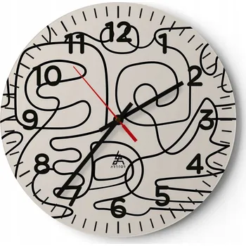 Hodiny Nástěnné hodiny do obýváku 40x40 Abstrakce Kulatý Skleněné hodiny Loft Tiché