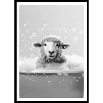 Obraz OBRAZ PLAKÁT V RÁMU do Koupelny WC Toalety vtipný ovce beran P2517_43x53