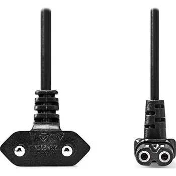 Napájecí kabel NEDIS napájecí kabel pro adaptéry/ Euro zástrčka - konektor IEC-320-C1/ úhlový-úhlový/ dvoulinka/ černý/ bulk/ 2m