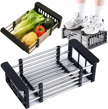 Odkapávač na nádobí Odkapávač do kuchyně, teleskopický košík na dřez na ovoce, zeleniny a nádobí