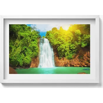 Obraz Dekorativní nástěnný obraz do pokoje Krajina vodopádu v zeleni 60x40 cm