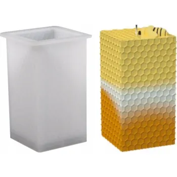 Svíčka Silikonová forma na SVÍČKY Z VOSKU, MÝDLA - OBLOUKOVÁ MEDOVÁ PLÁSTEV S VČELOU