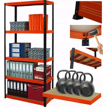 Dílenský regál Kovový regál, skladový regál do garáže HELIOS HBO 196x120x35, 5 polic, nosnost 400 kg na polici