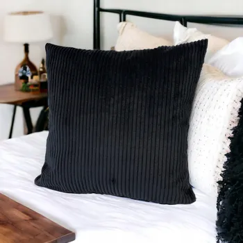 Polštář Černý dekorativní povlak na polštář s proužky 30x30 cm