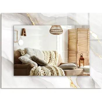 Zrcadlo Obdélníkové nástěnné dekorativní zrcadlo s možností montáže vertikálně i horizontálně, Šedý mramor, 80x60 cm