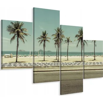 Obraz Obraz Čtyřdílný BRAZÍLIE Pláž s Palmami 3D 80x50 cm