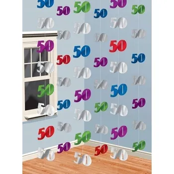 Girlanda, dekorace - 50. narozeniny, 6 ks, 2,1 m