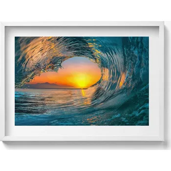 Obraz Dekorativní obraz v rámu do obýváku Vlnění vody při západu slunce 70x50 cm