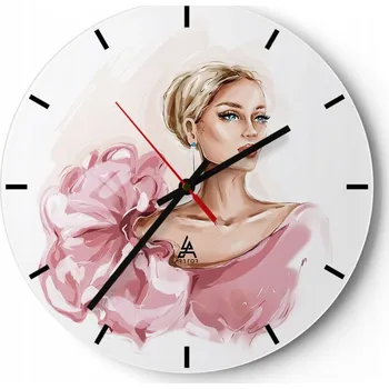 Hodiny Velké nástěnné hodiny na zeď 40x40 Žena Skleněné hodiny Kulatý Tiché