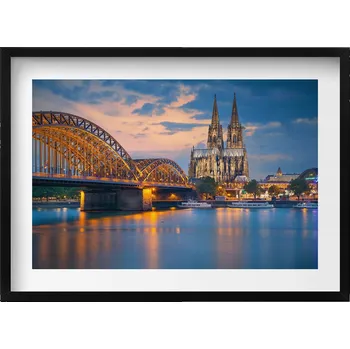 Obraz Moderní nástěnná dekorace obraz v černém rámu Pohled na radnici 70x50 cm