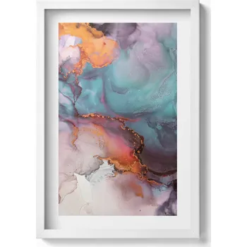 Obraz Nástěnný obraz v bílém rámu dekorace interiéru Tekutá Abstrakce 40x60 cm