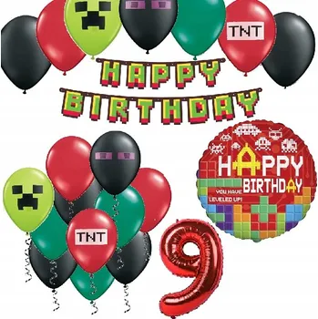Balónek BALÓNKY sada na narozeniny 9 LET PIXEL TNT GAME