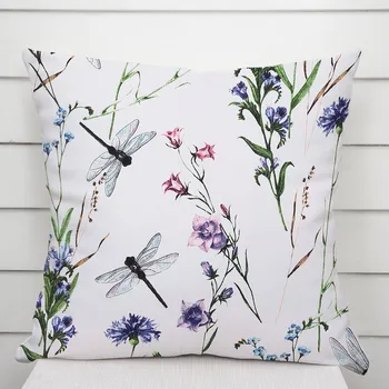 Povlak na polštářek Bavlněný povlak na polštář Sandra SA-429 Luční kvítí s vážkami 50 x 60 cm
