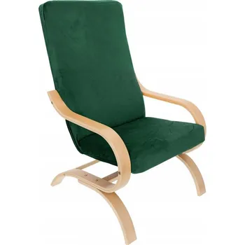 Napínací potah Elastický potah na křeslo FINKA, ZELENÝ, VELUROVÝ, silný