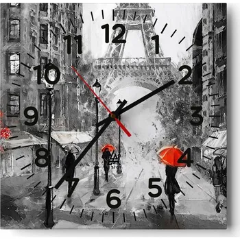 Hodiny Nástěnné hodiny do obýváku 40x40 Město Bez Hlučné Skleněné hodiny Tiché