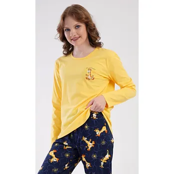 Dámské pyžamo Vienetta Dámské pyžamo dlouhé Žirafy Barva: Žlutá, Velikost: XL