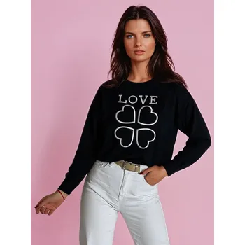 Dámský svetr Dámský dlouhý svetr CLOVER MY2300 Barva: Černá, Velikost: ONE SIZE