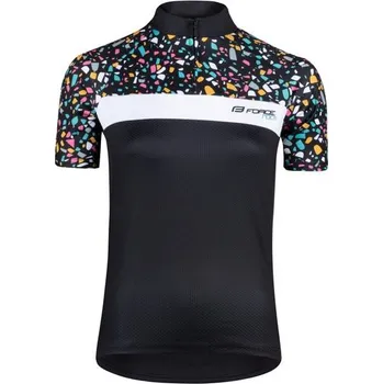 cyklistický dres FORCE Dámský dres FORCE ROCK LADY krátký rukáv, černý - L
