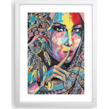 Obraz Obraz plakát v bílém rámu do obýváku 30x40 žena foto plakáty na zeď