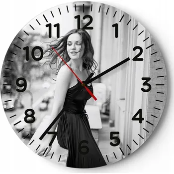 Hodiny Nástěnné hodiny do kuchyně 30x30 Žena Skleněné hodiny do obýváku Loft Tiché