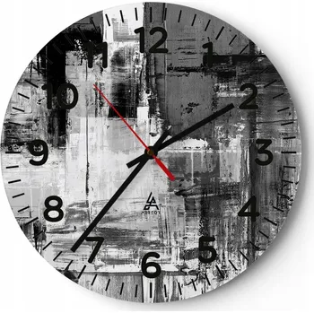 Hodiny Nástěnné hodiny Skleněné hodiny 30x30 cm Abstrakce Umění Černobílé Hodiny na zeď ARTTOR Moderní nástěnné hodiny do obýváku Tiché nástěnné hodiny do kuchyně Skleněné nástěnné hodiny bezhlučné Nástěnná dekorace módní stylové Nástěnné hodiny do kuchyně kulat