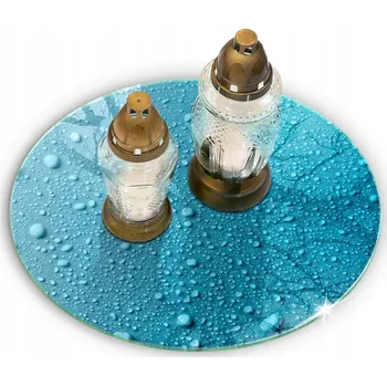 Obraz Podložka pod náhrobek pro svíčky, květiny, věnce a dekorace - motiv Kapky vody, průměr 40 cm