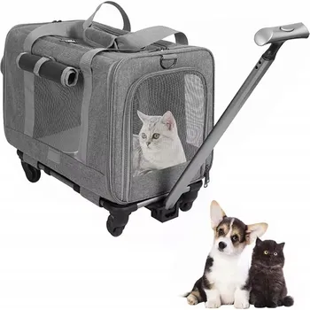 přepravka pro zvíře PŘEPRAVKA PRO KOČKY /PSY NA KOLEČKÁCH 48*32*40cm ŠEDÁ