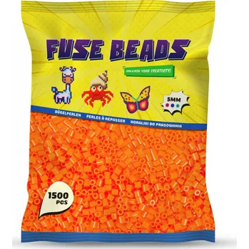Dětské navlékací korálky Zažehlovací korálky ORANŽOVÉ 1500 ks Benny Beads Velikost Midi 5mm