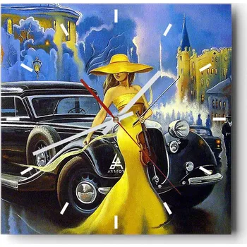 Hodiny Velké nástěnné hodiny na zeď 40x40 Motorismus Skleněné hodiny Tiché