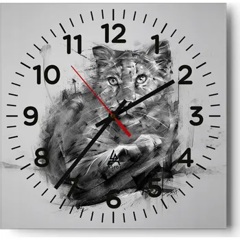 Hodiny Nástěnné hodiny do obýváku 40x40 Panter Bezhlučné hodiny na skle Tiché