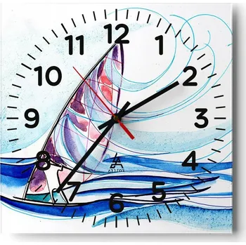 Hodiny Nástěnné hodiny do obýváku 40x40 Windsurfing Tiché Skleněné hodiny Bez hlučného chodu