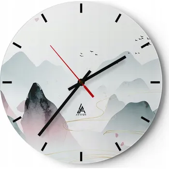 Hodiny Velké nástěnné hodiny 40x40 Krajina Skleněné hodiny Kulatý Tiché