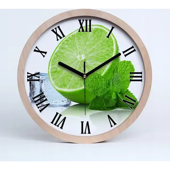 Hodiny Dřevěné nástěnné hodiny limetka s ledem průměr 25 cm