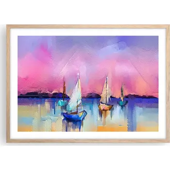 Obraz Plakát v rámu světlý dub obývací pokoj ložnice 70x50 krajina moderní obraz