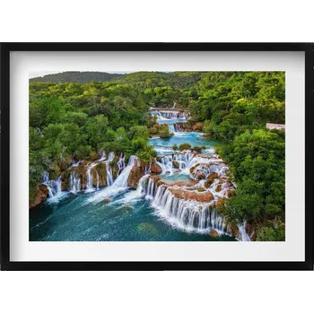 Obraz Obraz na zeď v černém rámu Vodopády a řeka Krka Chorvatsko 70x50 cm