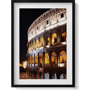 Obraz Dekorativní nástěnný obraz s černým rámem a grafikou loft Koloseum Řím 50x70 cm
