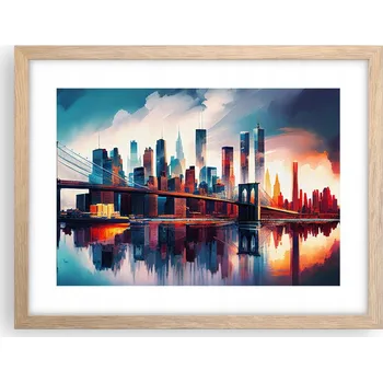 Obraz Obraz plakát v rámu světlý dub do obýváku 40x30 město foto na zeď